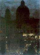 Aleksander Gierymski Wittelsbacher Square during the night. oil